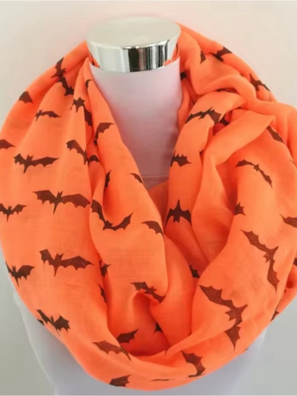 New Orange Bat Print Infinity Scarf - Halloween 🎃 Accessory